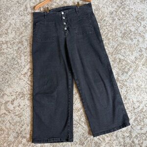 Sidefeel Women Wide Leg High Waisted Straight Leg Button Up Denim Jeans Pants 14